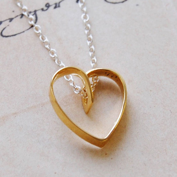 Lace Gold Heart Pendant Necklace