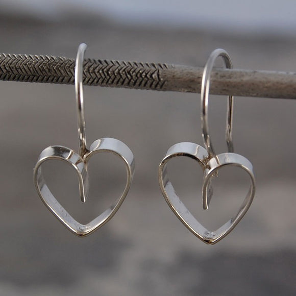 Silver Lace Heart Drop Earrings