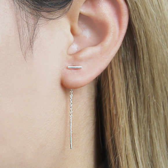 Bar Silver Threader Earrings