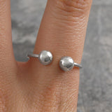 Adjustable Double Ball Silver Ring