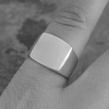 Square Mens Silver Signet Ring