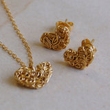 Mesh Gold Heart Pendant Necklace