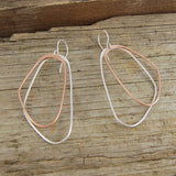 Silver and Rose Gold Long Drop Earrings