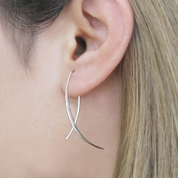 Overlap Silver Drop Earrings