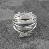 Ribbon Overlap Contemporary Silver Ring