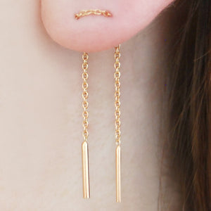 Threader Rose Gold Drop Earrings