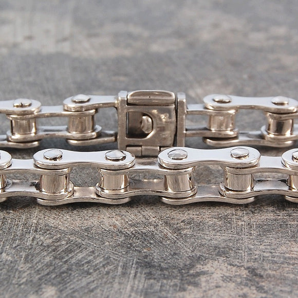 Womens Chunky Silver Bike Chain Bracelet