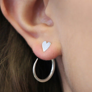 Silver Heart Hoop Ear Jackets