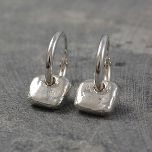 Organic Square Silver Hoop Earrings