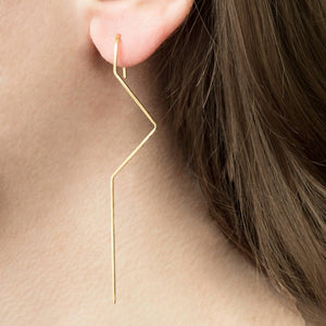 Gold Zig Zag Drop Earrings