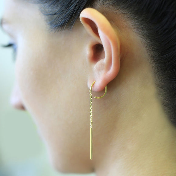 Gold Chain Long Drop Earrings