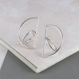 Semi Circle Silver Geometric Earrings
