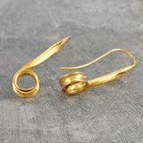 Spiral Ringlet Gold Drop Earrings