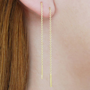 Threader Gold Long Drop Earrings