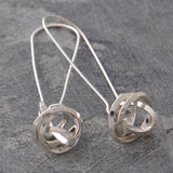 Angular Knot Silver Drop Earrings