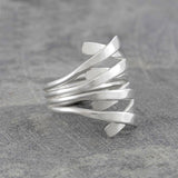 Ribbon Overlap Contemporary Silver Ring