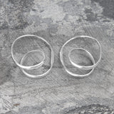Double Loop Silver Hoop Earrings