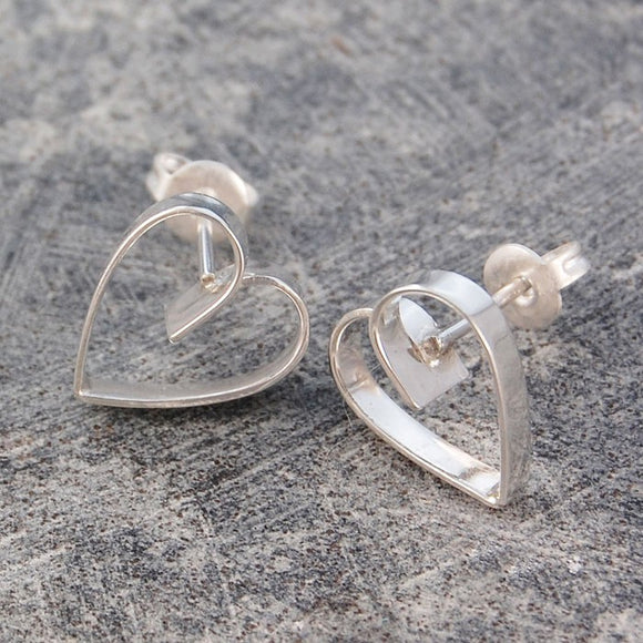 Silver Lace Heart Stud Earrings