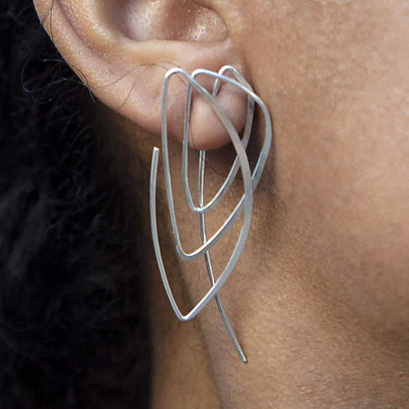 Geometric Silver Abstract Earrings