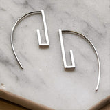 Minimalist Angular Drop Sterling Silver Earrings