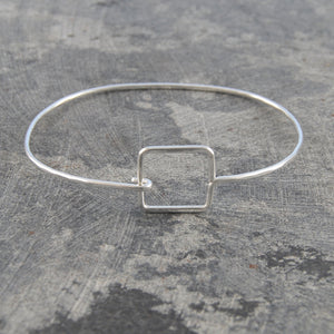 Silver Hinged Square Bangle