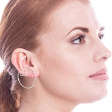 Silver Ear Cuff Hoop Statement Stud Earrings
