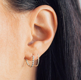 Double Beaded Hoop Spiral Single Piercing Earrings