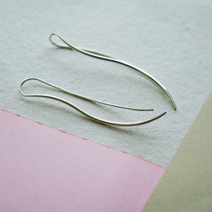 Sterling Silver Long Wave Earrings