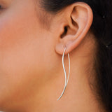 Sterling Silver Long Wave Earrings