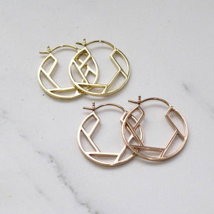 Geometric Rose Gold/Gold Round Hoop Earrings