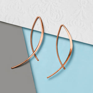 Rose Gold Wishbone Wire Drop Earrings