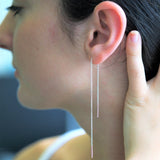 Threader Silver/Rose Gold Long Drop Earrings