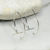 Sterling Silver Minimalist Bar Hoop Earrings