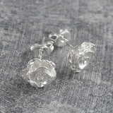 Rose Flower Silver Drop Earrings