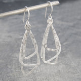 Triple Triangle Silver and Gold Dangle Earrings
