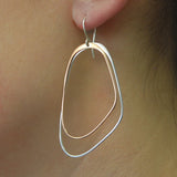 Silver and Rose Gold Long Drop Earrings