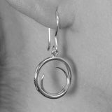 Tapered Round Silver Drop Earrings