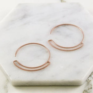 Rose Gold Geometric Round Wire Hoop Earrings