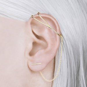 Gold Chain Ear Cuff Earrings