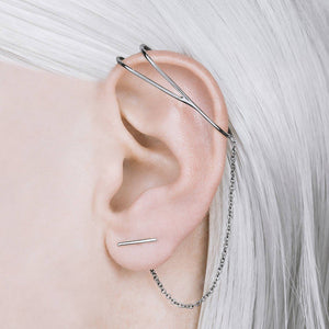 Oxidised Silver Chain Ear Cuff Earrings