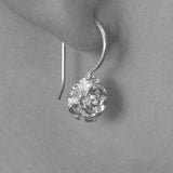 Rose Flower Silver Drop Earrings