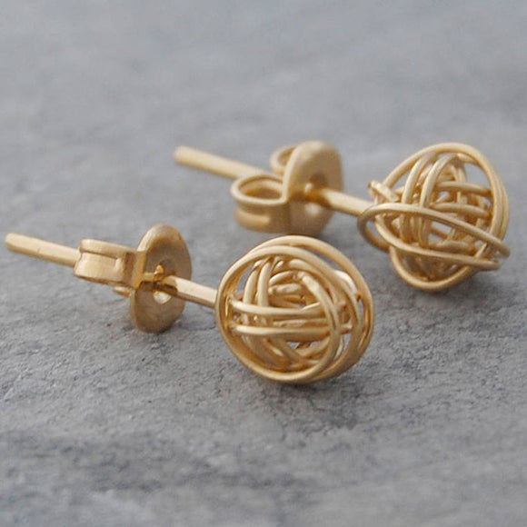 Tiny Nest Gold Stud Earrings