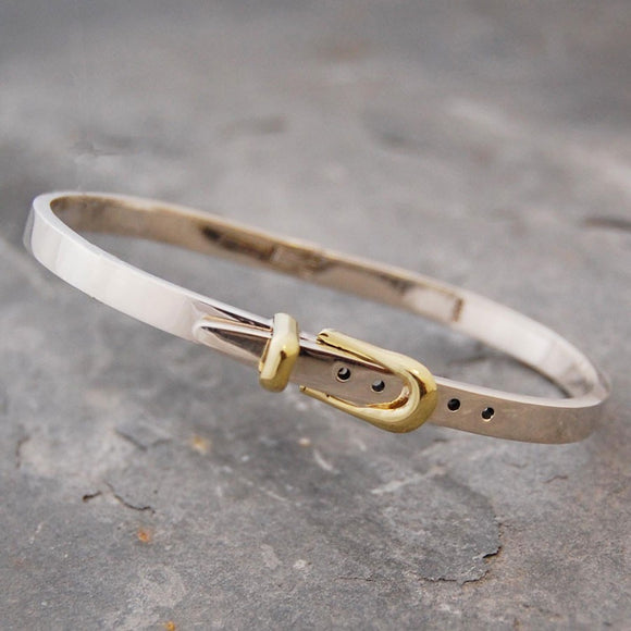 Belt Gold and Silver Hinged Bangle