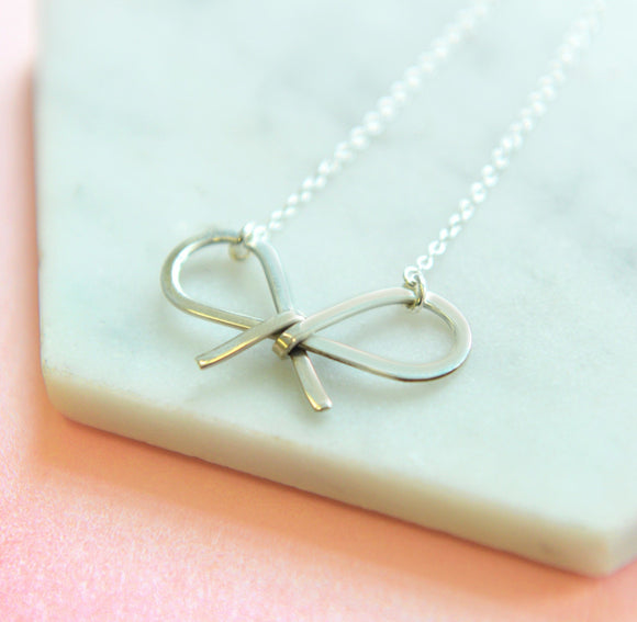 Bow Silver Pendant Necklace