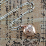 Rose Gold Heart Locket with White Topaz