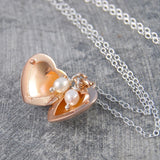 Rose Gold Heart Locket with Pearls