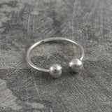 Adjustable Double Ball Silver Ring
