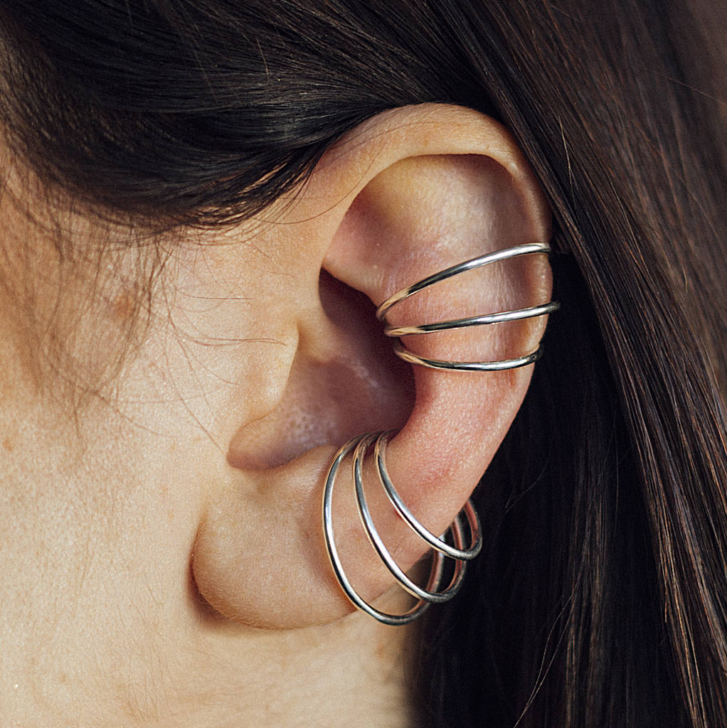 Triple Bar Large Ear Cuff Sterling Silver Earrings Wholesale