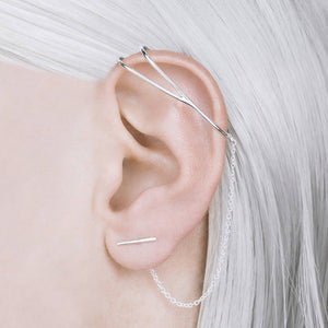 Silver Chain Ear Cuff Earrings