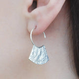 Hammered Grecian Silver Hoop Earrings